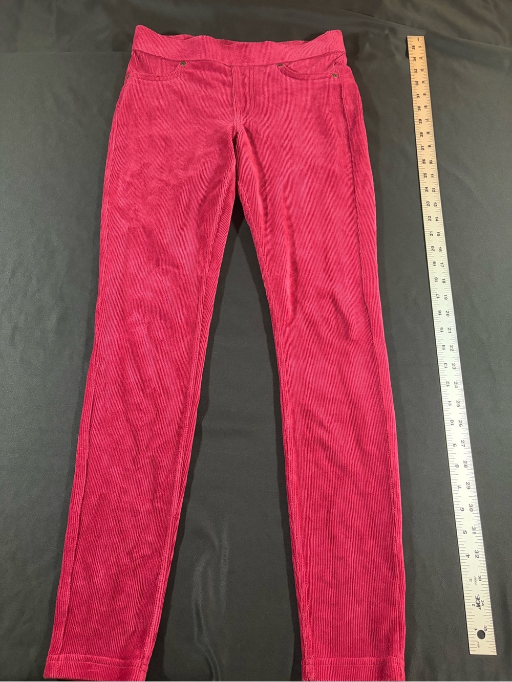 HUE Corduroy Slim Pants in Raspberry Pink